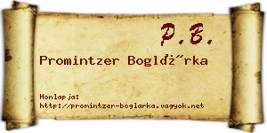 Promintzer Boglárka névjegykártya
